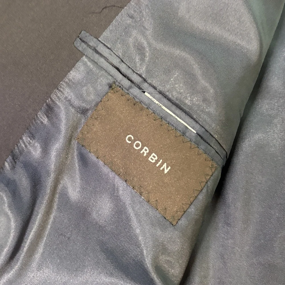 Corbin Men’s Navy Wool Blazer Sport Coat 41R Custom Metal Buttons 2 Button